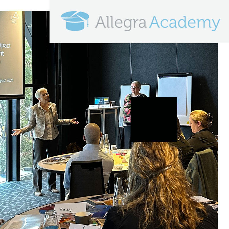 Tracey and Caro presenting at Allegra Change Impact Assessment workshop