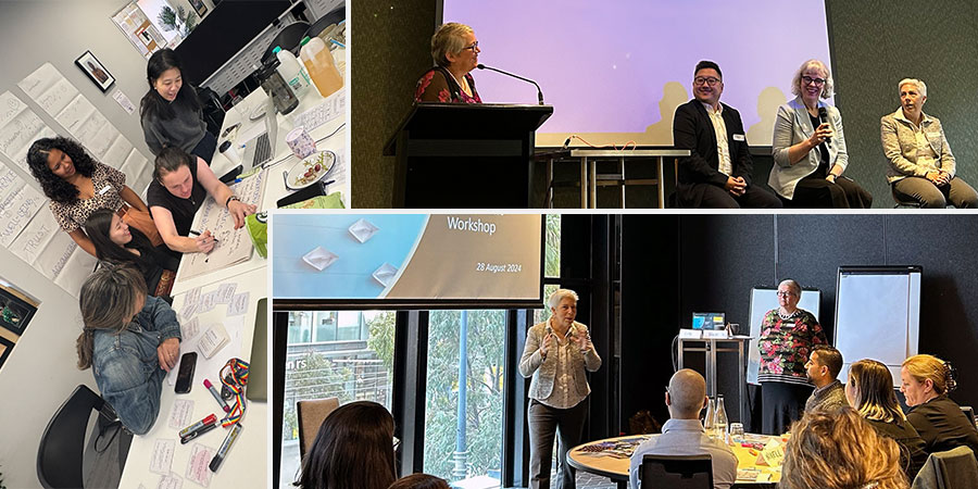 Collage of our team working