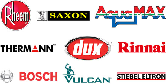 Logos of popular hot water system and plumbing brands