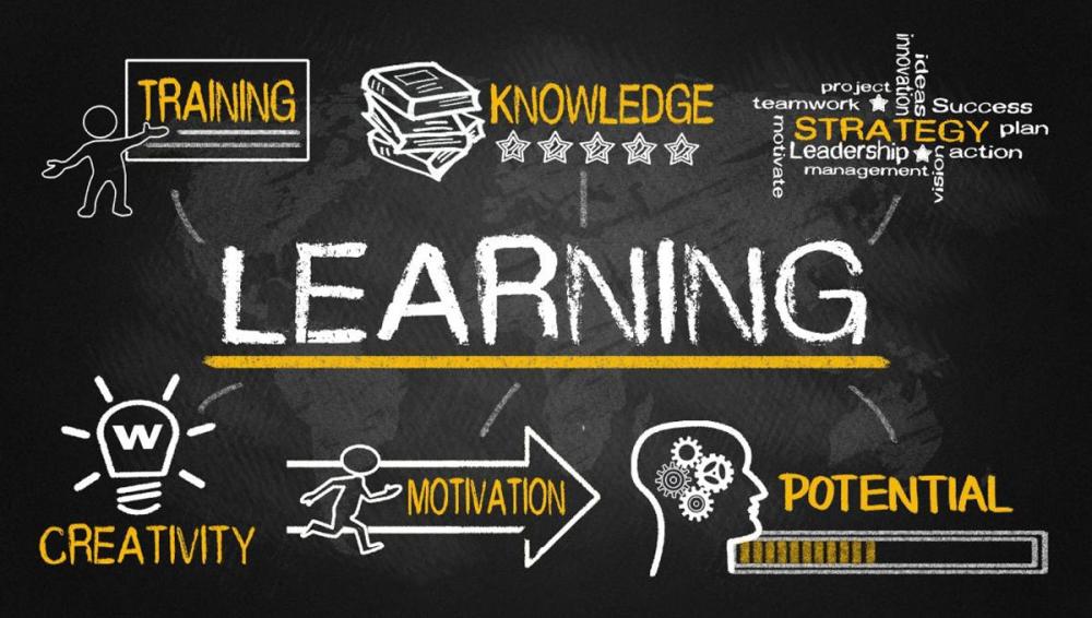Learning infographic on blackboard
