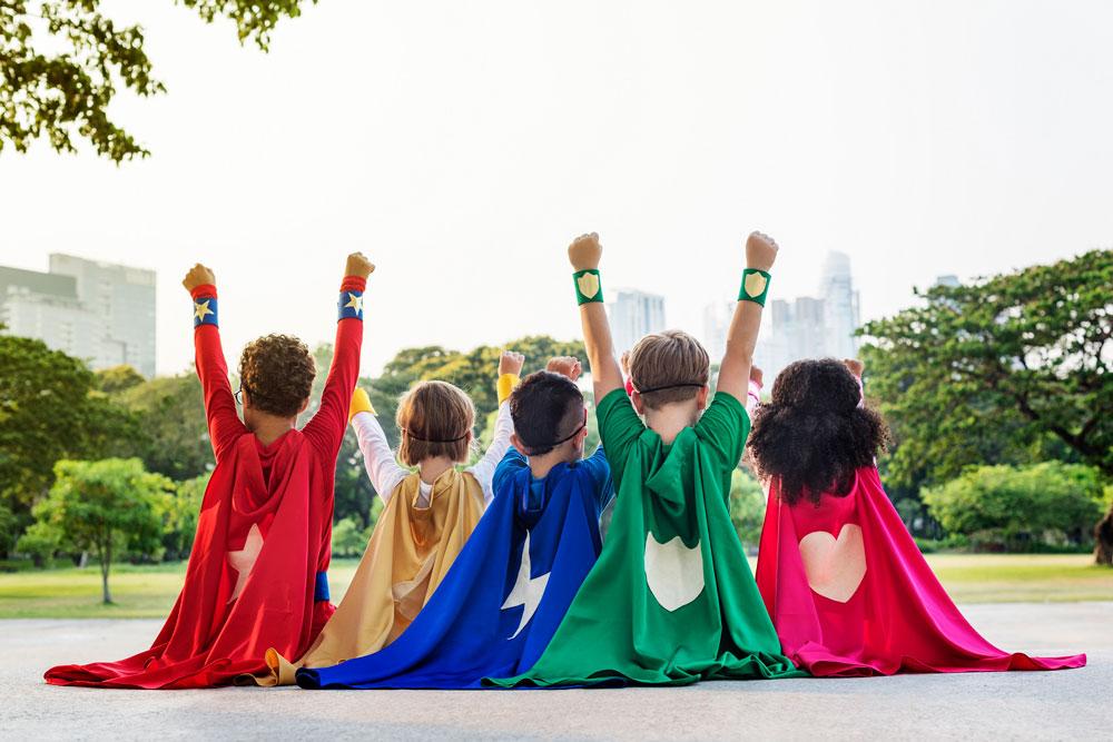 Children dressed as superheros