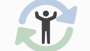 Screenshot from webinar of person icon with circular arrow around them