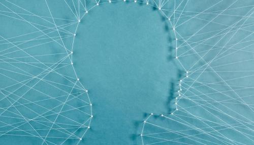 Abstract human head mind concept on turqoise background