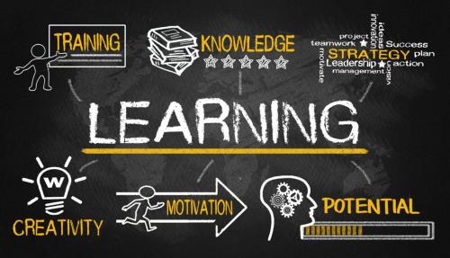 Learning infographic on blackboard