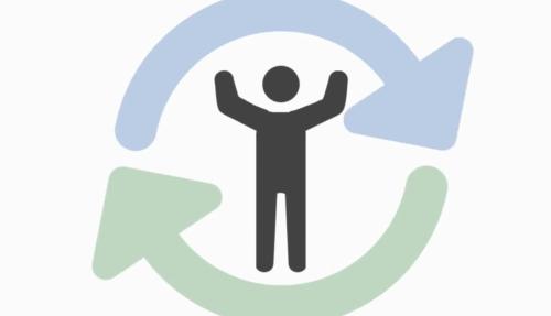 Screenshot from webinar of person icon with circular arrow around them