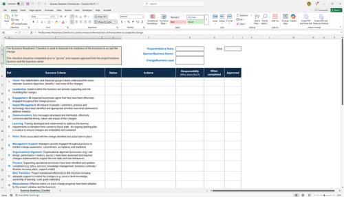 Business readiness checklist template screenshot
