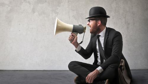 Man shouting through megaphone