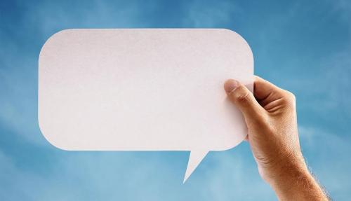 Holding speech bubble