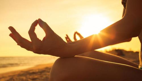 Closeup lady meditating
