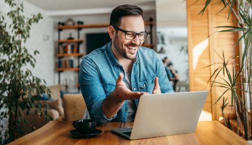 Man at home office desk